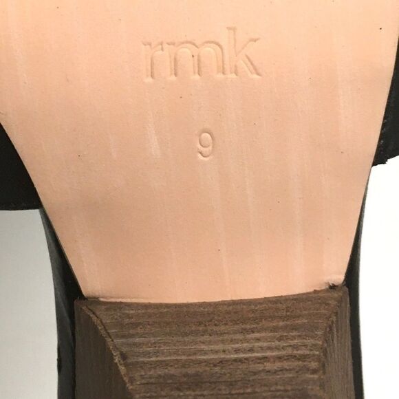 Rmk Black Leather Sandal Shoe Cone Heel Peep Toe 9 - Picture 8 of 15